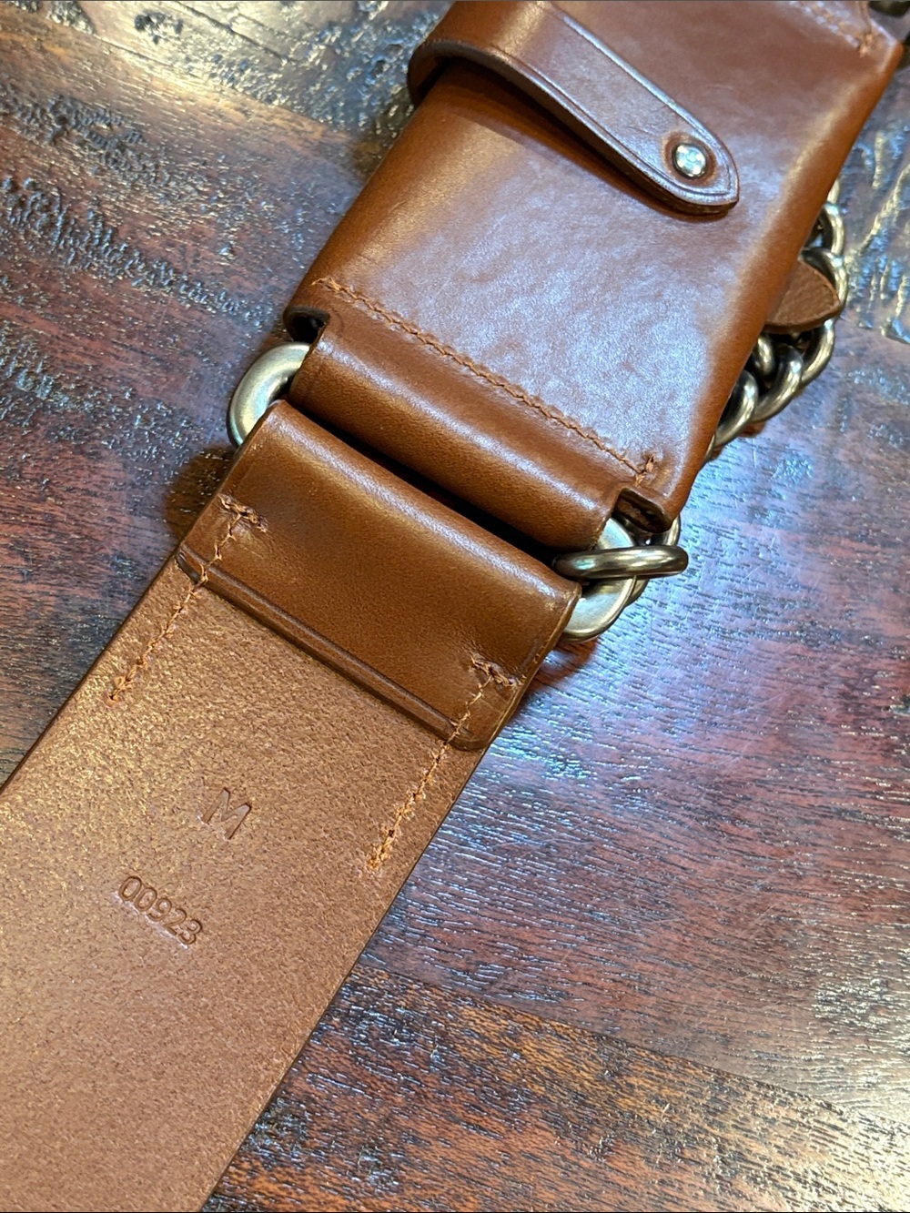 Ralph Lauren Collection FA19 Equestrian Leather Utility Pouch Metal Chain Belt M - Picture 7 of 15
